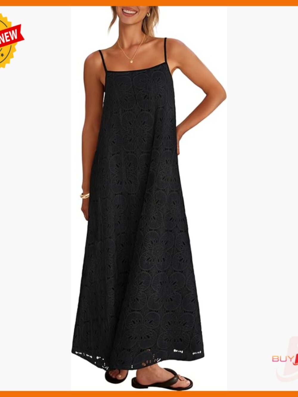 Summer Spaghetti Strap Maxi Dress Floral Lace Eyelet Boho Beach Casual